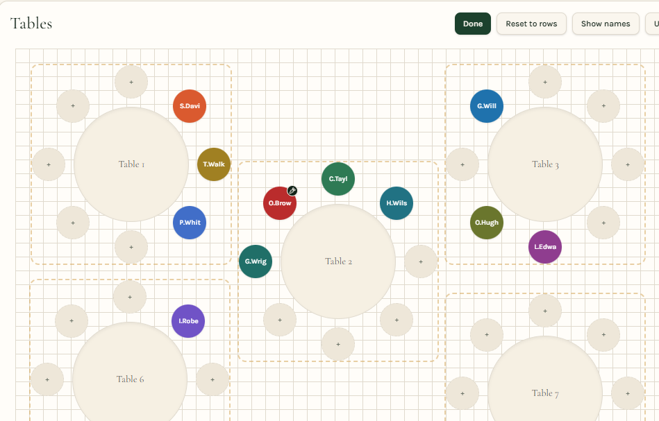 Grid view to move and save table layouts