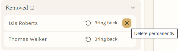 Removed guests with Bring back controls