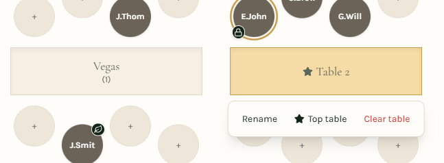 An open table rename box containing Vegas
